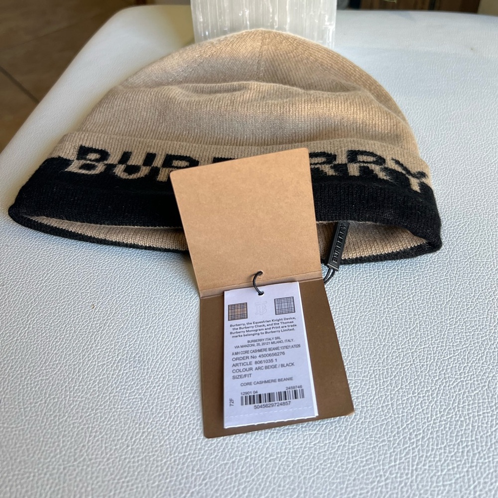 BURBERRY Embroidered-Logo Knitted Cashmere (90%) Beanie OS - Picture 2 of 10